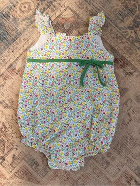 Little English Spring Floral Seersucker Romper